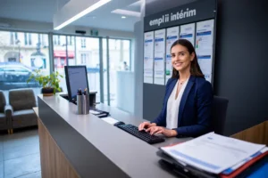Candidat consultant des offres d'emploi intérim sur ordinateur