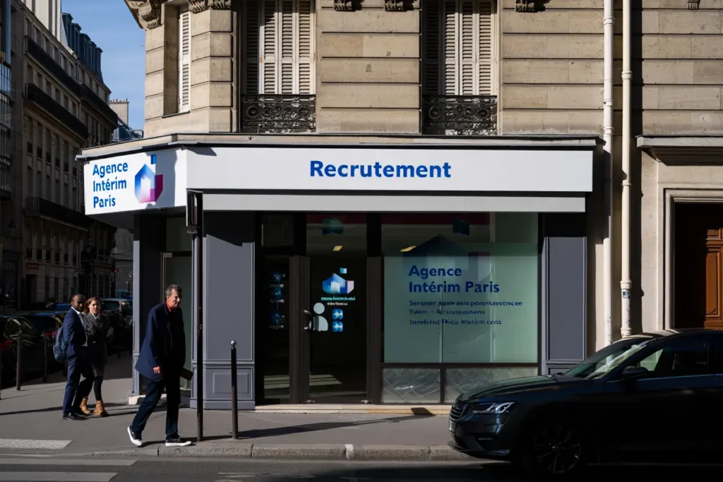 Consultant en agence intérim discutant avec candidat