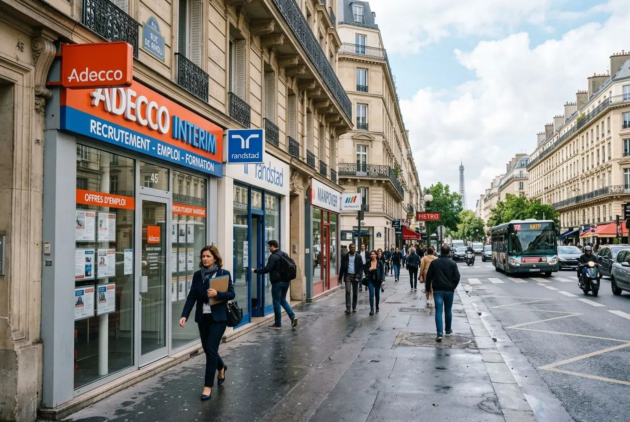 Bureau d'agence d'intérim à Paris avec consultants