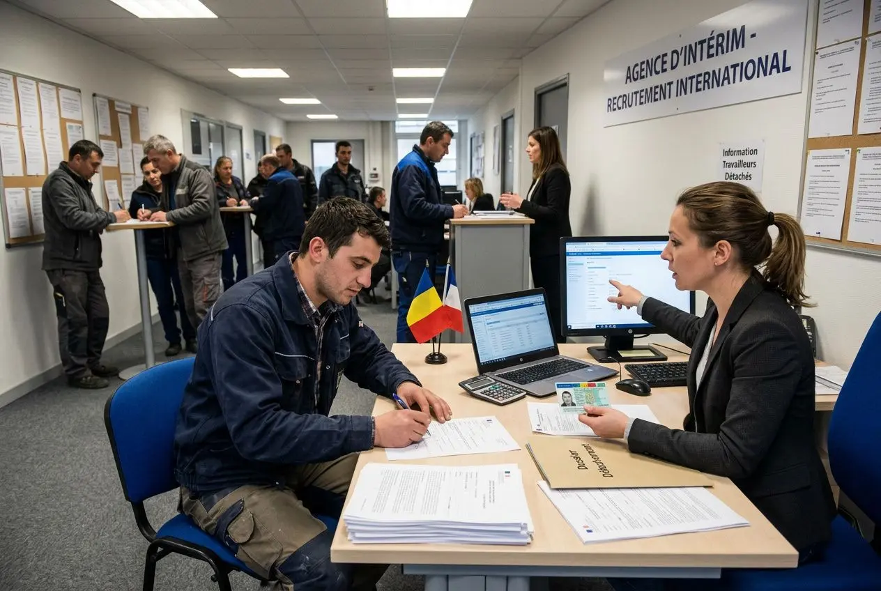Recrues roumains qualifiés réunis avant intégration en France