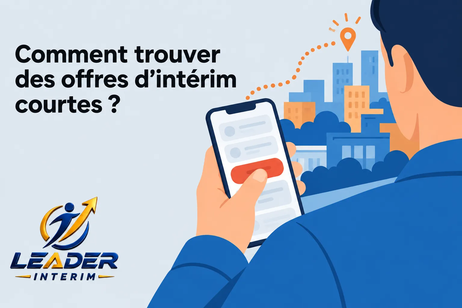 Une personne regarde son téléphone pour postuler à des offres d’intérim en ligne.
